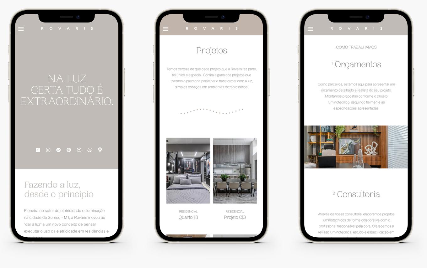 mockup do site usando um iphone